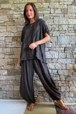 Lalli Damask Asymmetric Panel Top Chocolate